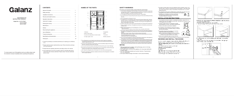 Page 1 de la notice Mode d'emploi Galanz GLR12TBKF