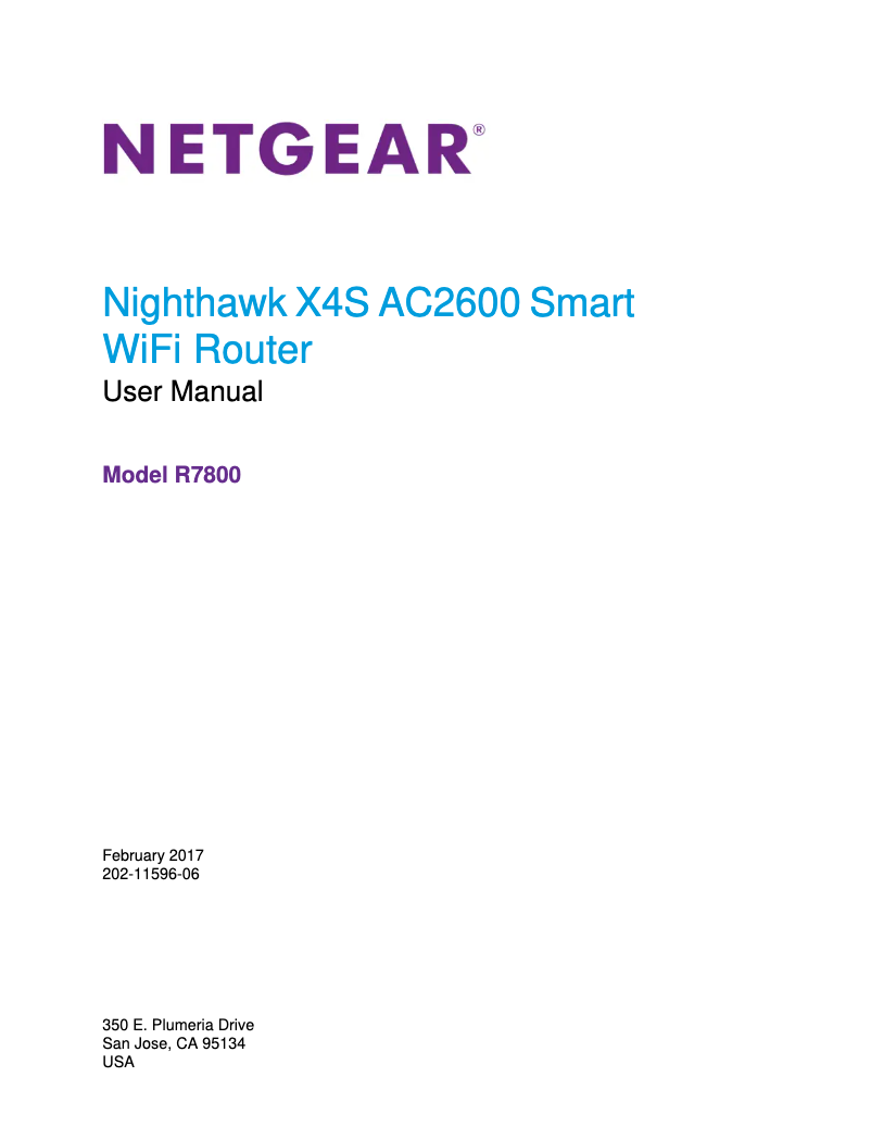 Image de la première page du manuel de l'appareil Nighthawk X4S R7800