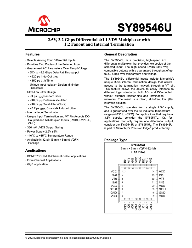 Imagen de la primera página del manual del dispositivo SY89546U