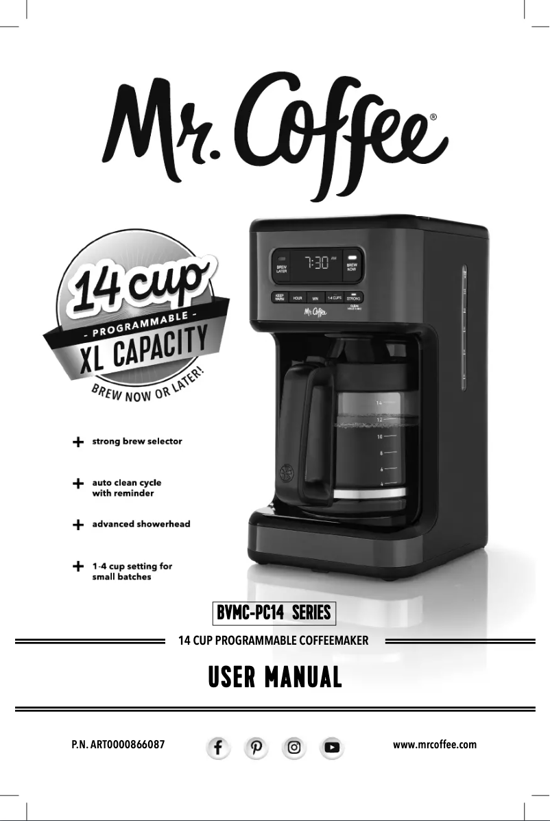 Page n°1 - Manuel utilisateur Mr. Coffee 14-Cup