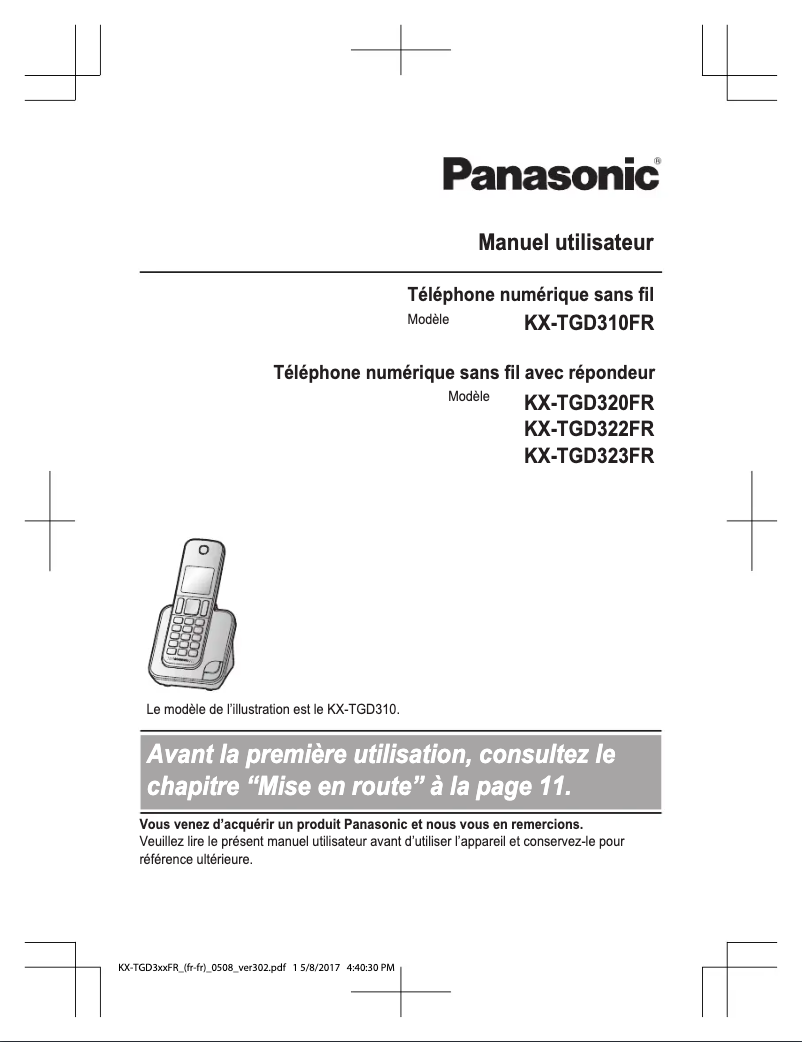 Page 1 de la notice Manuel utilisateur Panasonic KX-TGD323FR