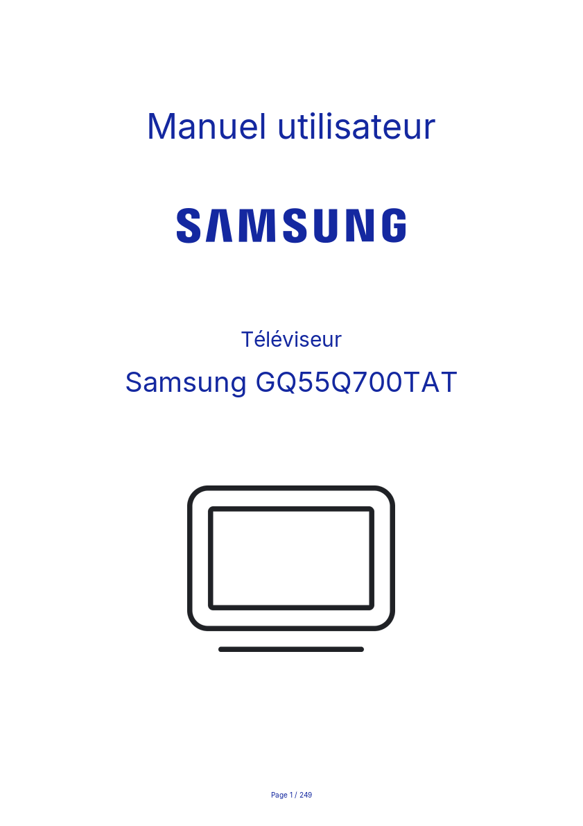 Page n°1 - Manuel utilisateur Samsung GQ55Q700TAT