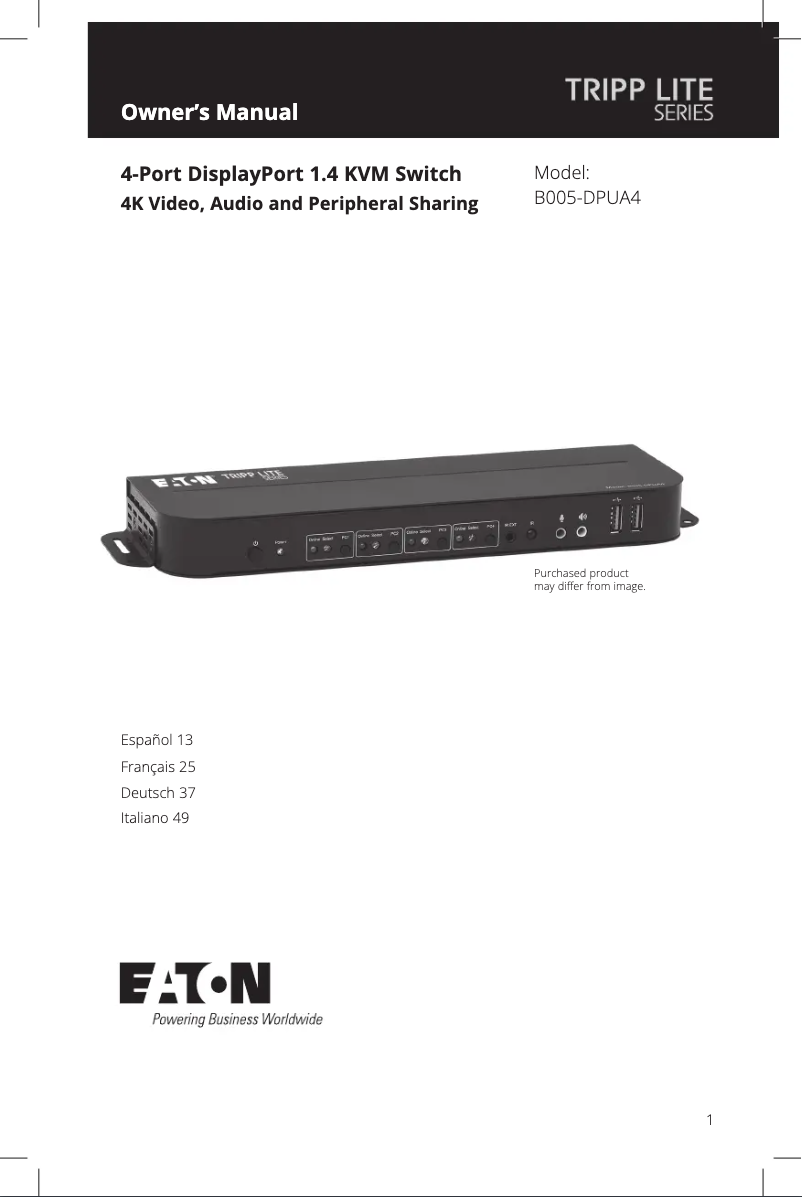 Page n°1 - Manuel utilisateur Tripp Lite B005-DPUA4