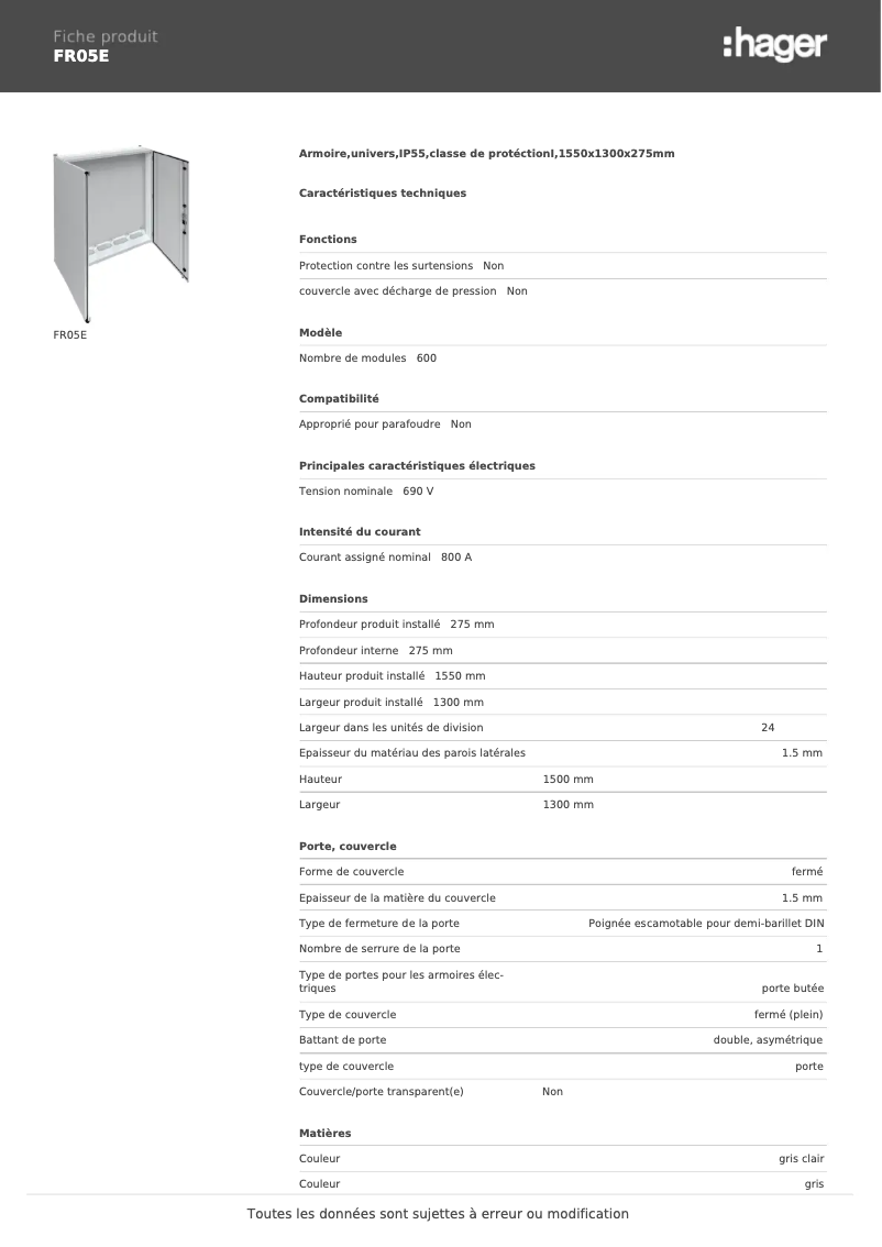 Image de la première page du manuel de l'appareil FR05E
