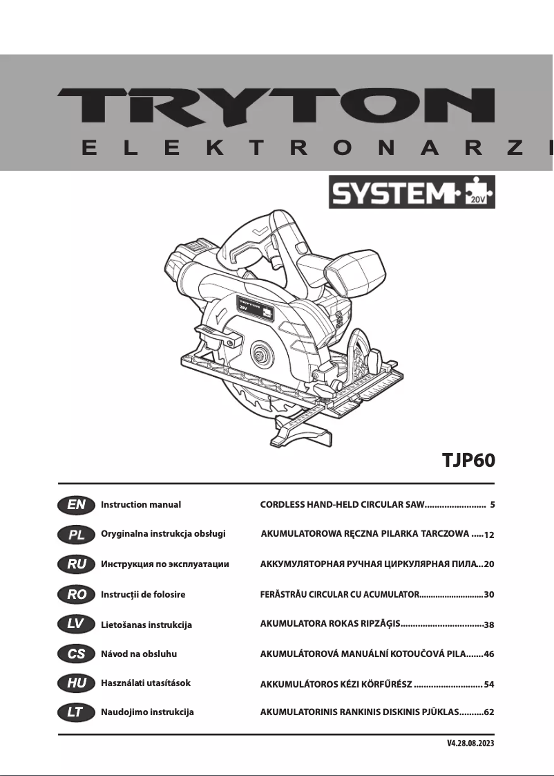 Page n°1 - Manuel utilisateur Tryton TJP60