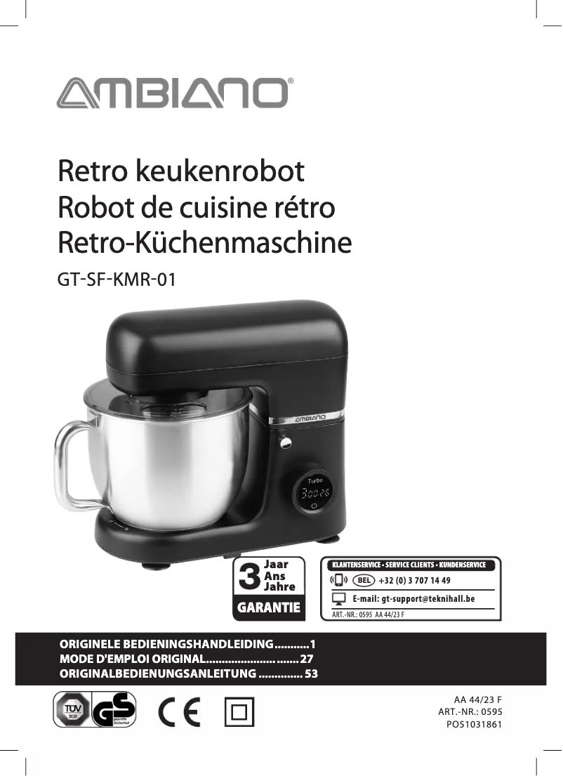 Page n°1 - Manuel utilisateur Ambiano GT-SF-KMR-01