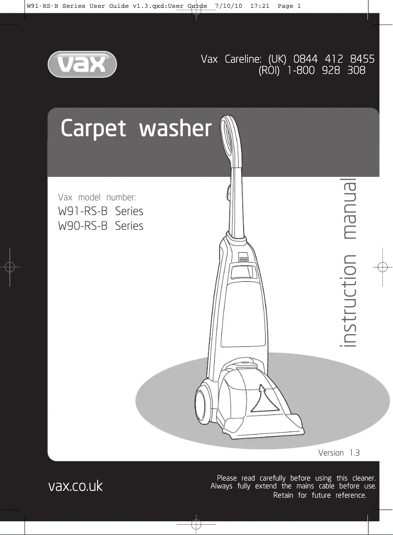 Image de la première page du manuel de l'appareil W91-RS-B