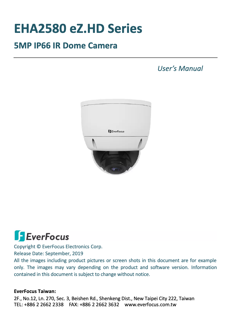 Page n°1 - Manuel utilisateur EverFocus EHA2580