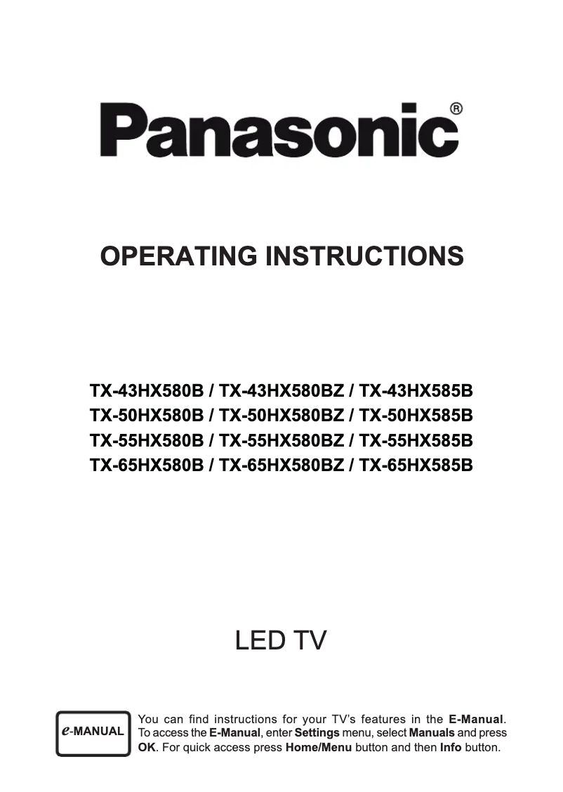 Página 1 del manual Manual de usuario Panasonic Viera TX-55HX580B
