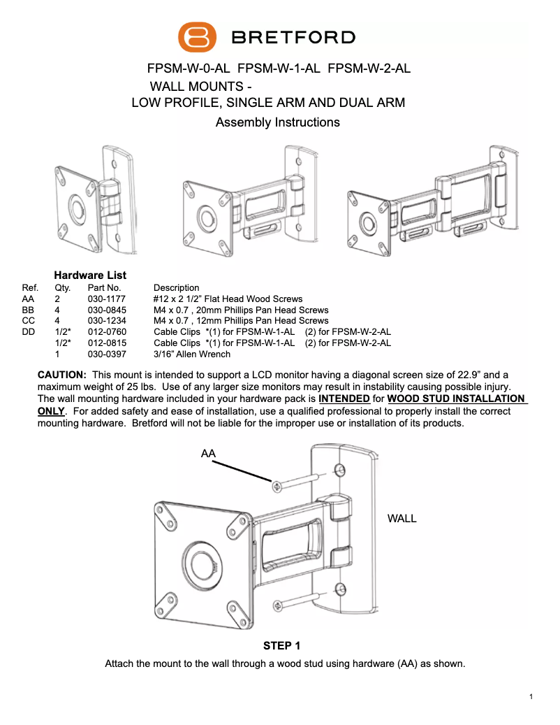 Image de la première page du manuel de l'appareil FPSM-W-1-AL