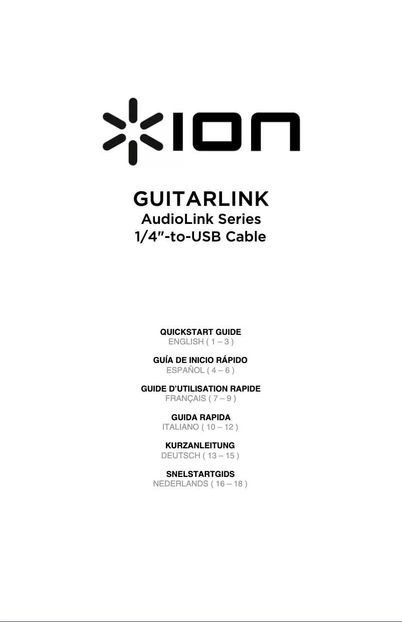 Page 1 de la notice Manuel utilisateur ION GuitarLink