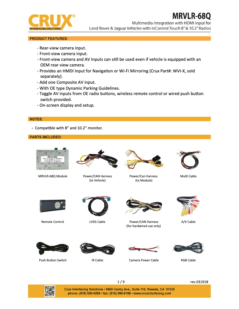 Page 1 of the manual User Manual CRUX MRVLR-68Q