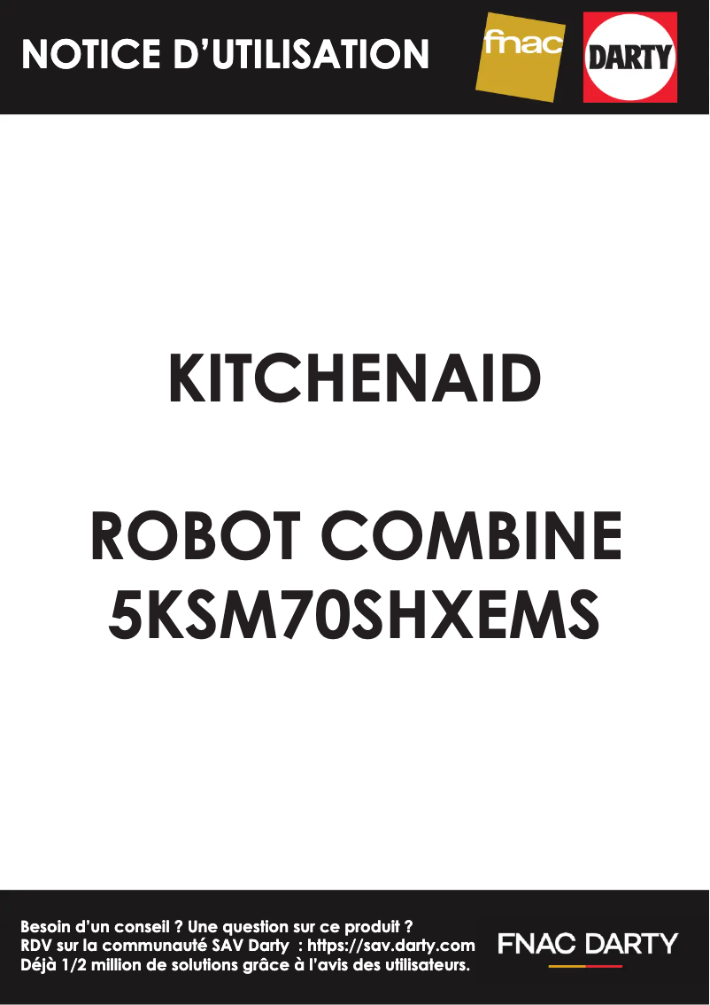 Page n°1 - Manuel utilisateur KitchenAid Artisan 5KSM70SHXEMS