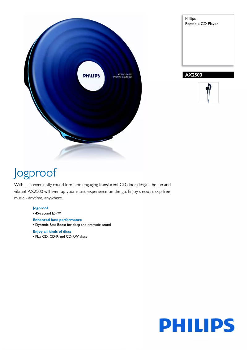 Page 1 de la notice Brochure Philips AX2500