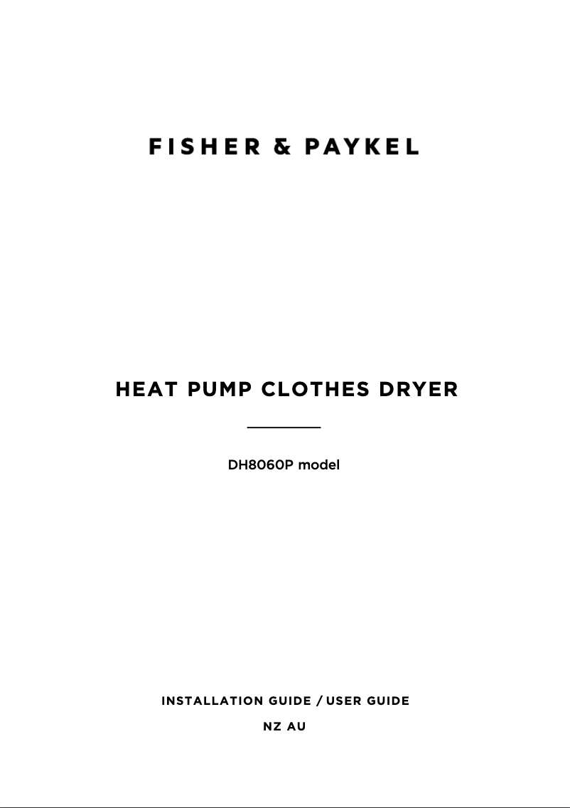 Página 1 del manual Guía de instalación Fisher & Paykel DH8060P1