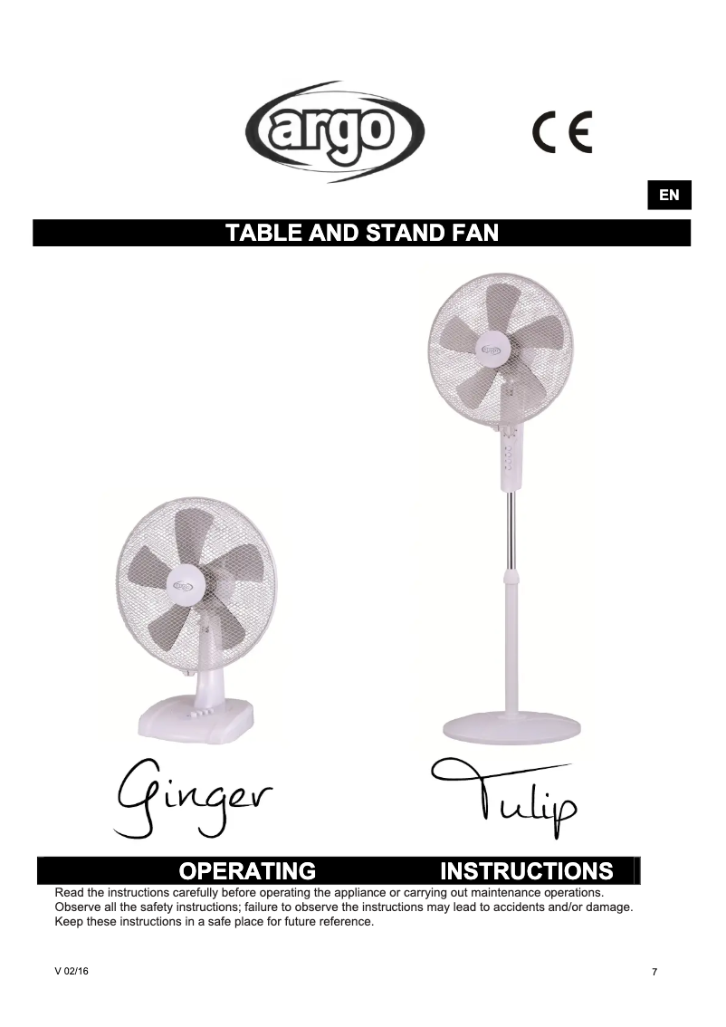 Page n°1 - Manuel utilisateur Argoclima Ginger