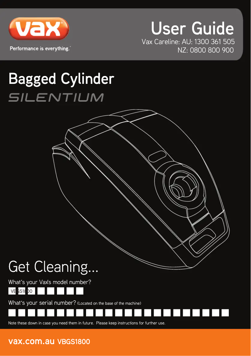 Page 1 de la notice Manuel utilisateur Vax Silentium VBGS1800