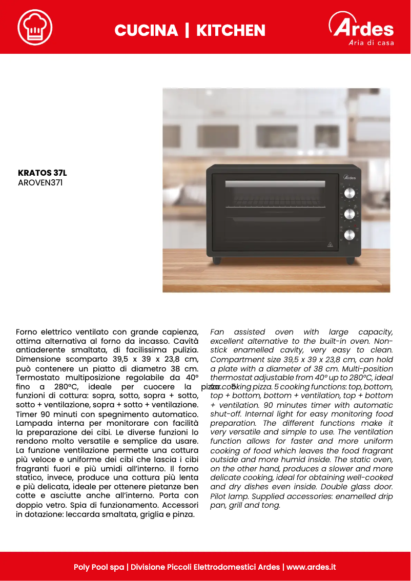 Page 1 de la notice Fiche technique Ardes AROVEN371