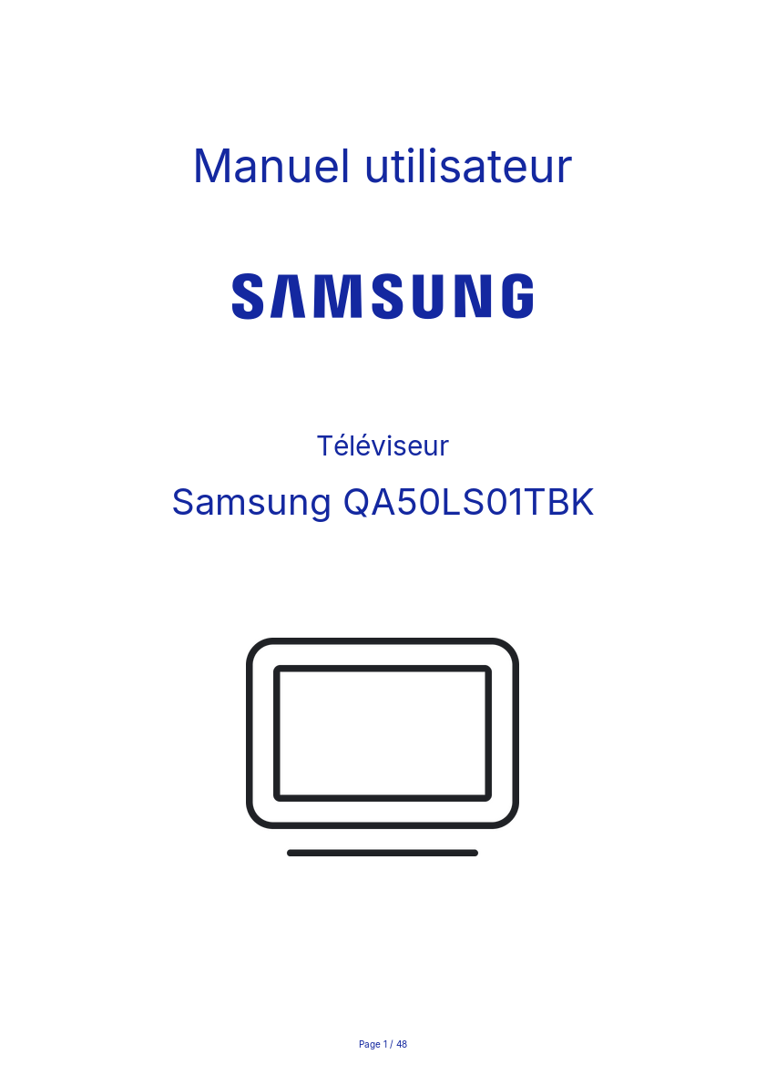 Page n°1 - Manuel utilisateur Samsung QA50LS01TBK