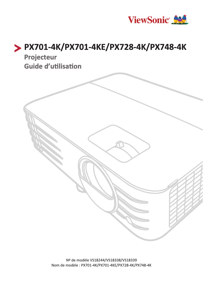 Page 1 de la notice Manuel utilisateur Viewsonic PX748-4K