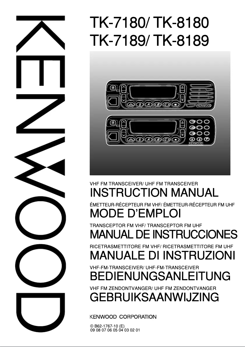 Page n°1 - Manuel utilisateur Kenwood TK-7189