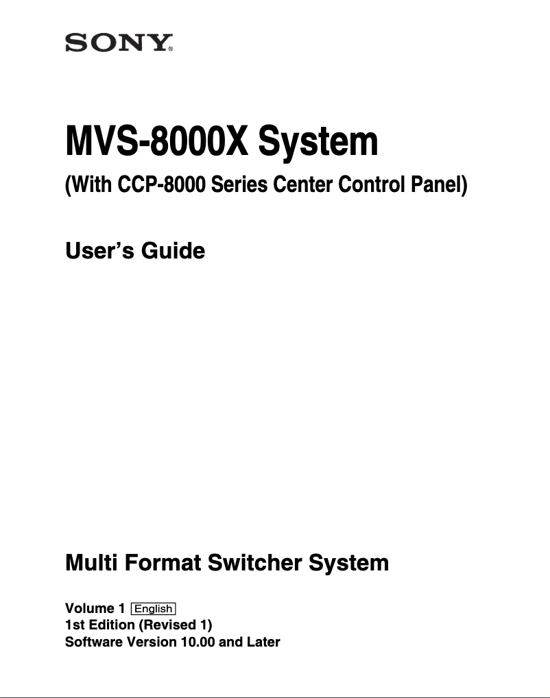 Image de la première page du manuel de l'appareil MVS-8000X