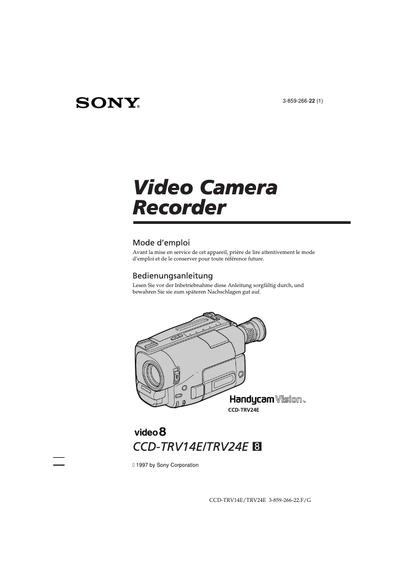 Page 1 de la notice Manuel utilisateur Sony CCD-TRV14E