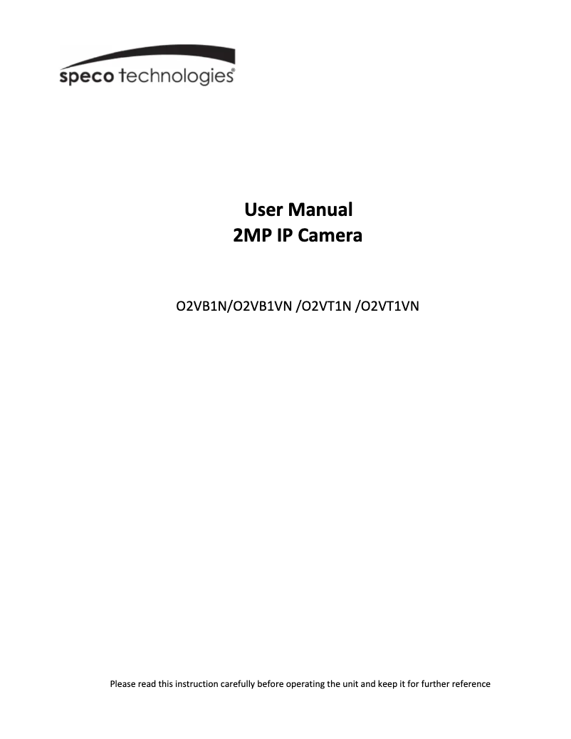 Page 1 de la notice Manuel utilisateur Speco Technologies O2VT1N