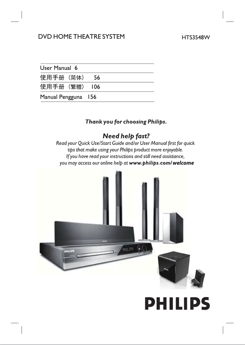 Page 1 de la notice Manuel utilisateur Philips HTS3548W