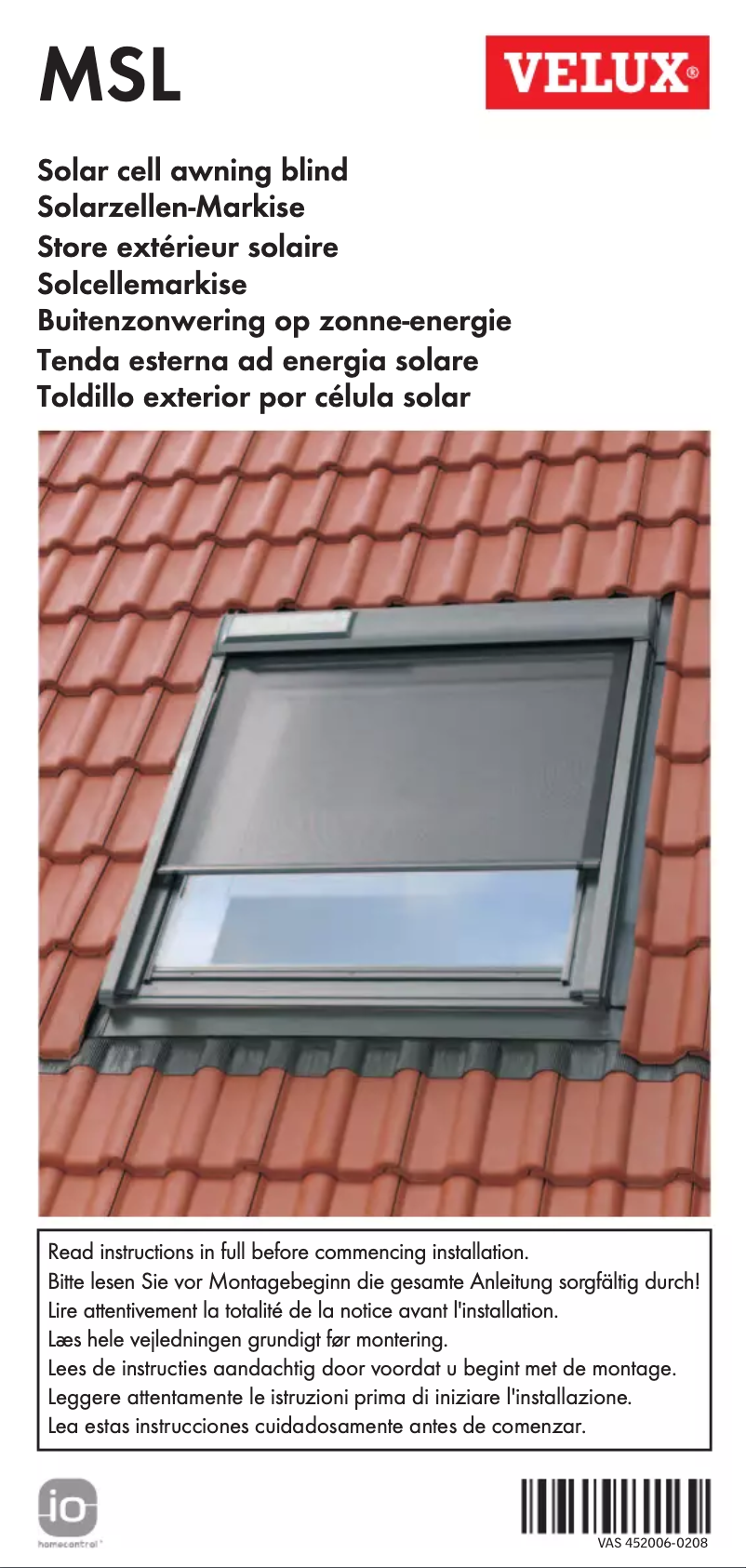 Page 1 de la notice Manuel utilisateur Velux MSL