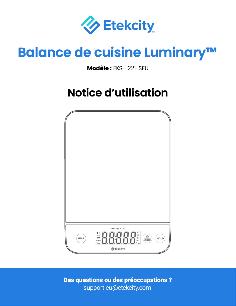 Page 1 de la notice Manuel utilisateur Etekcity EKS-L221-SUS