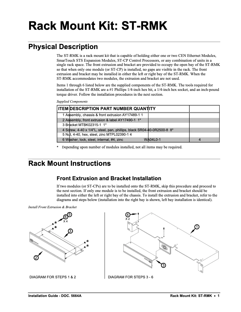 Page 1 of the manual Instruction Manual Crestron ST-RMK