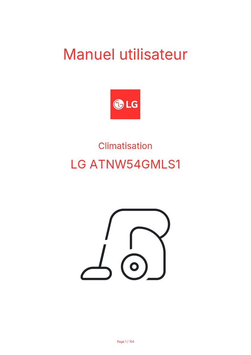 Page 1 de la notice Manuel utilisateur LG ATNW54GMLS1