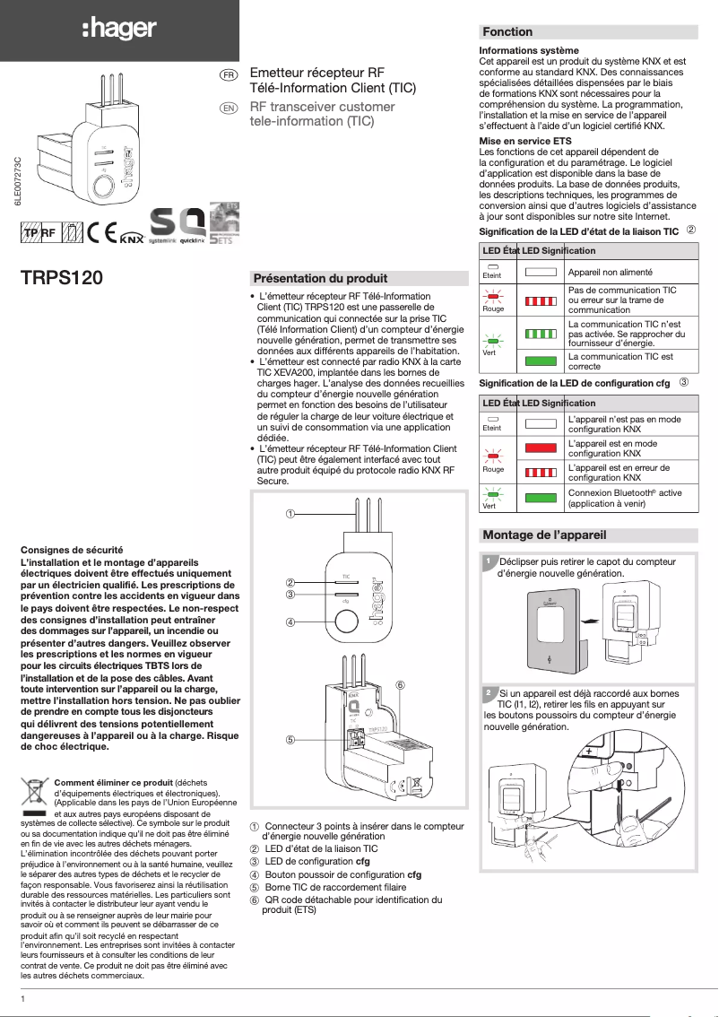 Image de la première page du manuel de l'appareil TRPS120