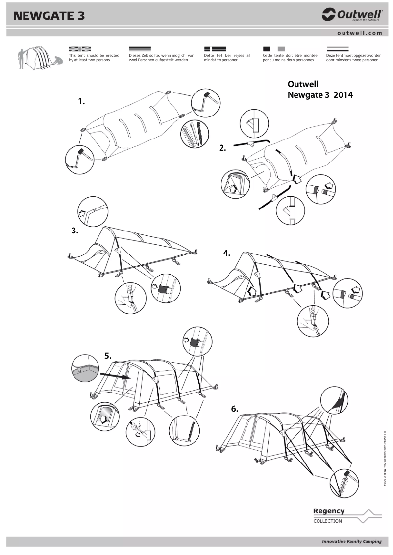 Page 1 de la notice Manuel utilisateur Outwell Regency Newgate 3