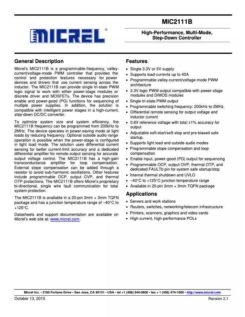 Página 1 del manual Manual de usuario Microchip MIC2111B