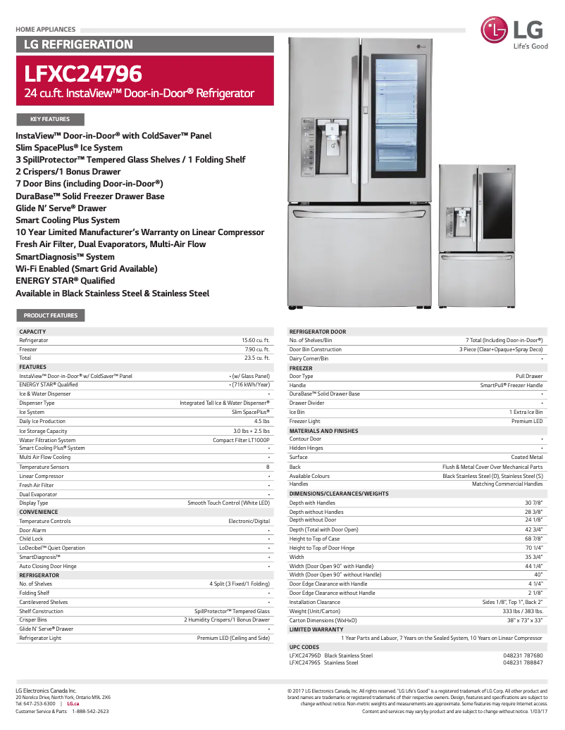 Página 1 del manual Ficha técnica LG LFXC24796S