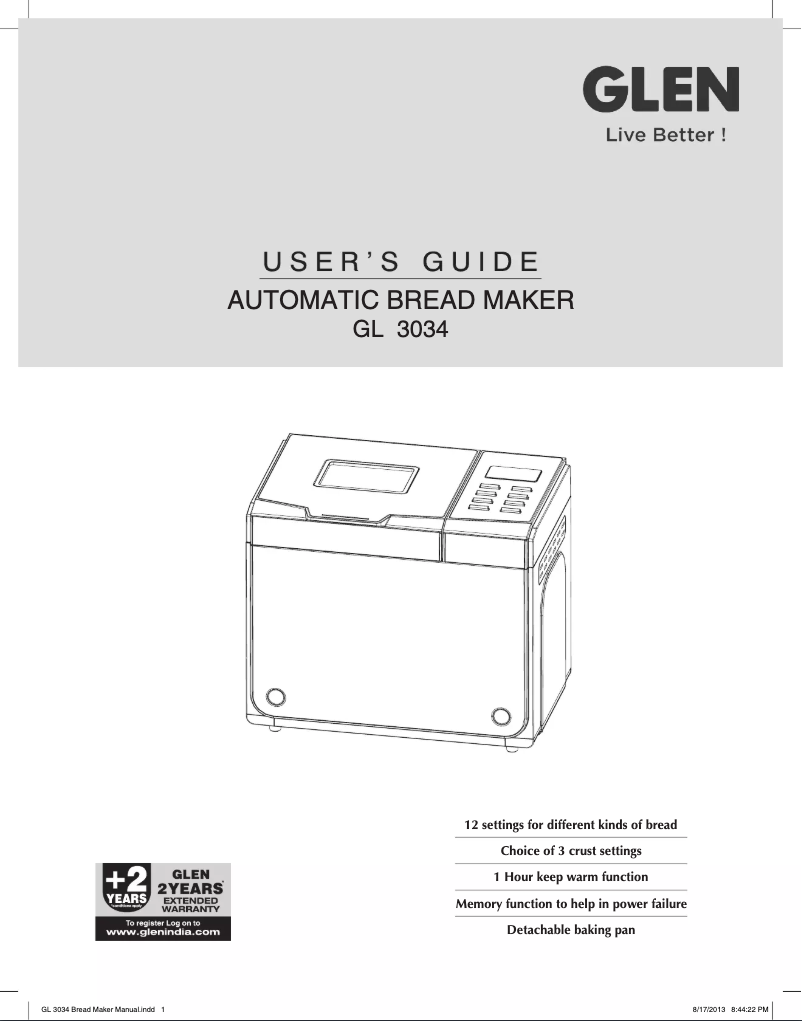 Page n°1 - Manuel utilisateur Glen GL 3034