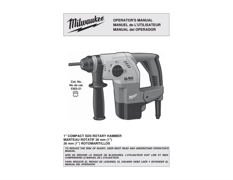 Page n°1 - Manuel utilisateur Milwaukee 5363-21