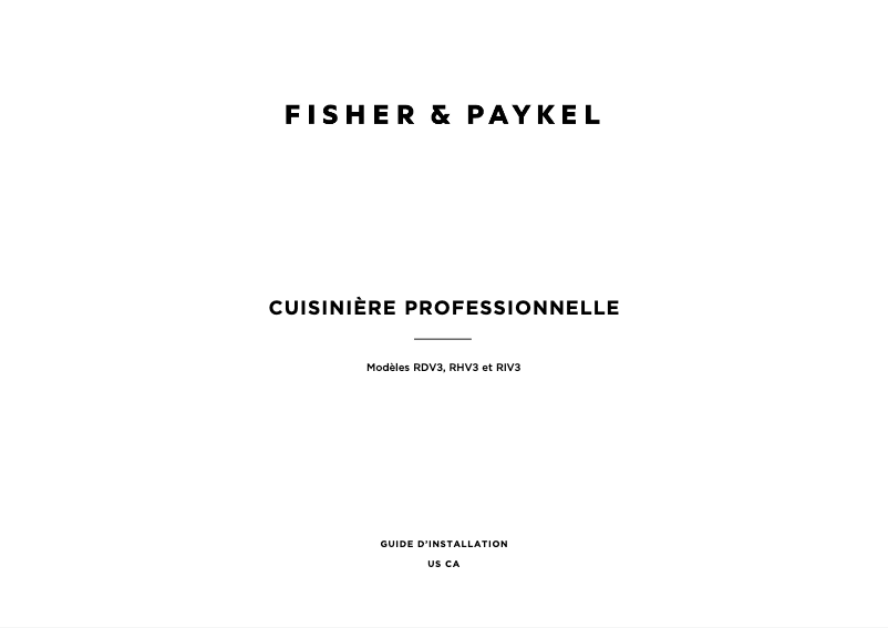 Page 1 de la notice Guide d'installation Fisher & Paykel RDV3-488
