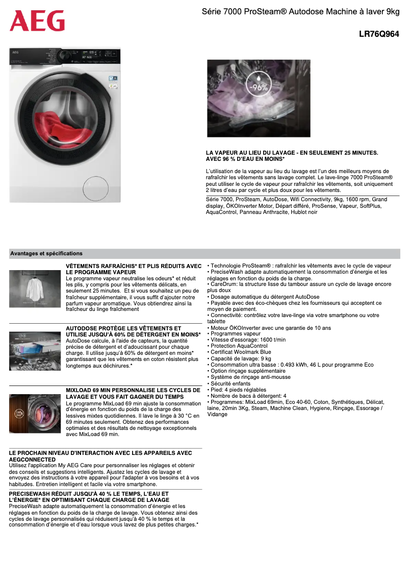 Página 1 del manual Ficha técnica AEG LR76Q964