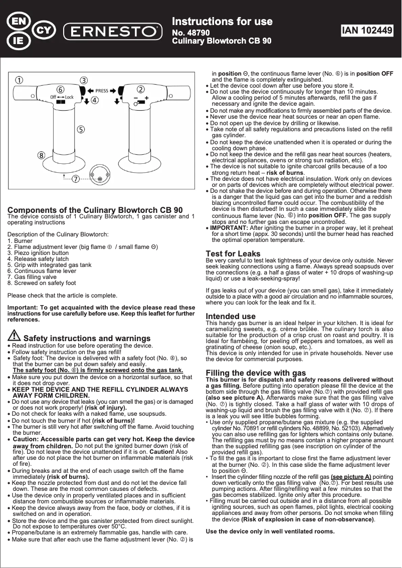 Página 1 del manual Manual de usuario Ernesto CB 90