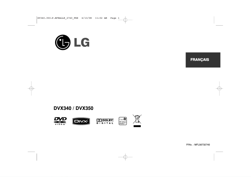 Image de la première page du manuel de l'appareil DVX350