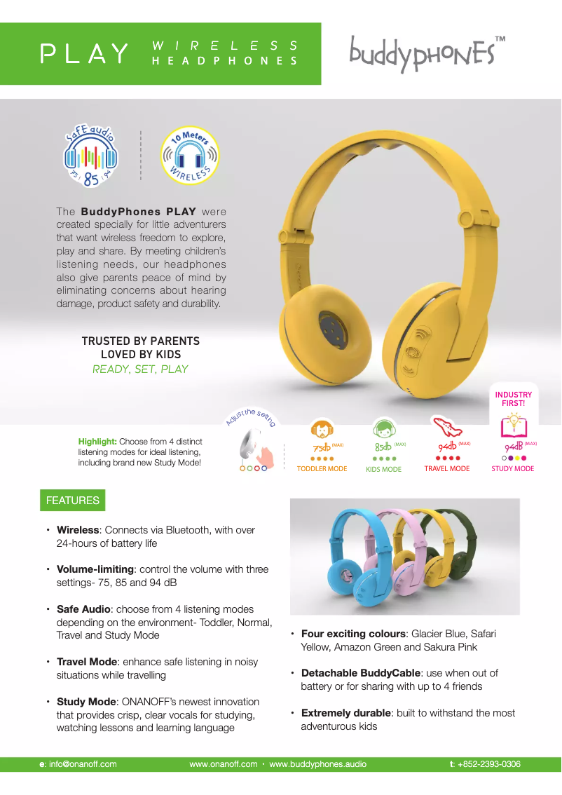 Page n°1 - Manuel utilisateur Onanoff BuddyPhones Play