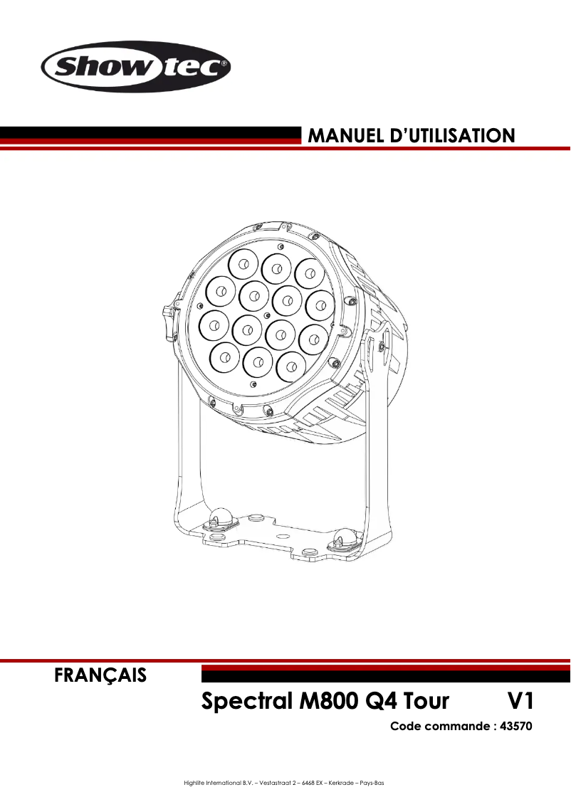 Page 1 de la notice Manuel utilisateur Showtec Spectral M800 Q4 Tour