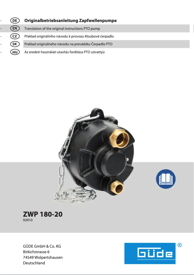 Image de la première page du manuel de l'appareil ZWP 180-20