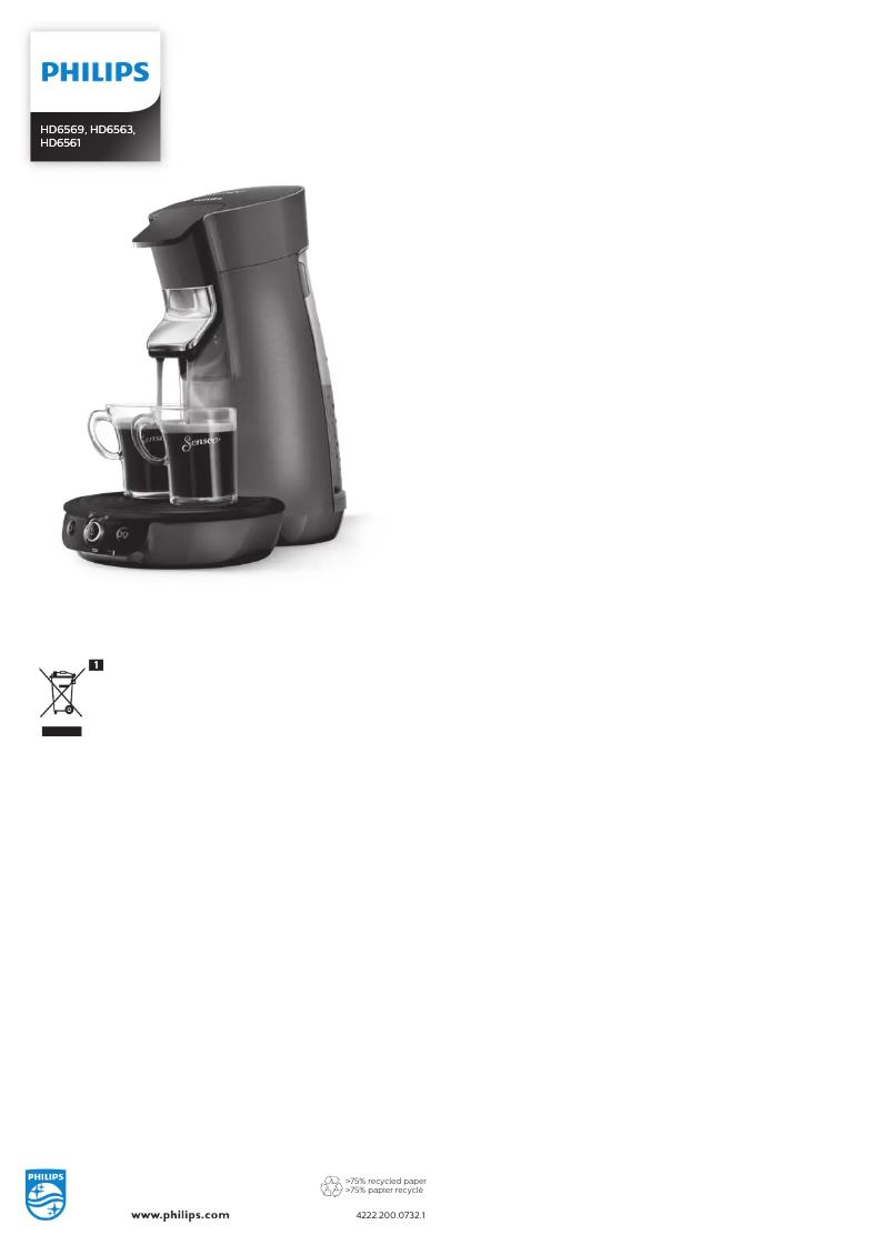 Page n°1 - Manuel utilisateur Philips Senseo Viva Café HD7821