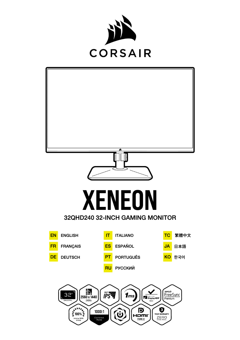 Page 1 de la notice Manuel utilisateur Corsair Xeneon 32UHD144