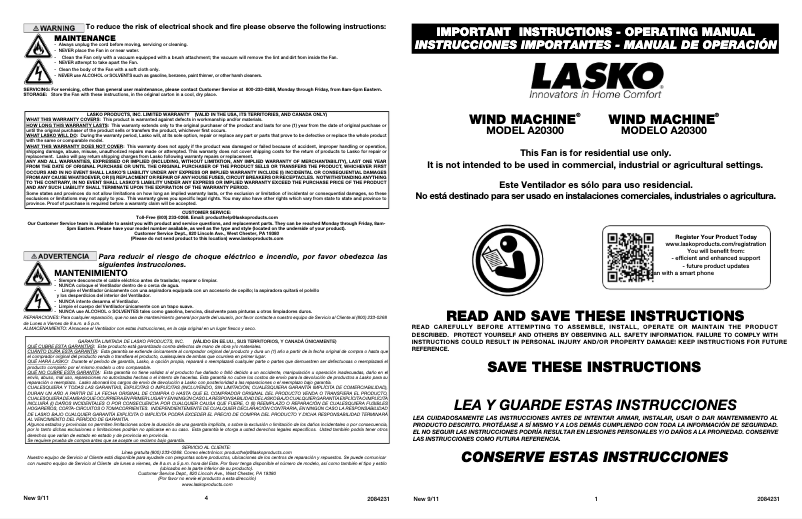 Image de la première page du manuel de l'appareil Wind Machine A20300