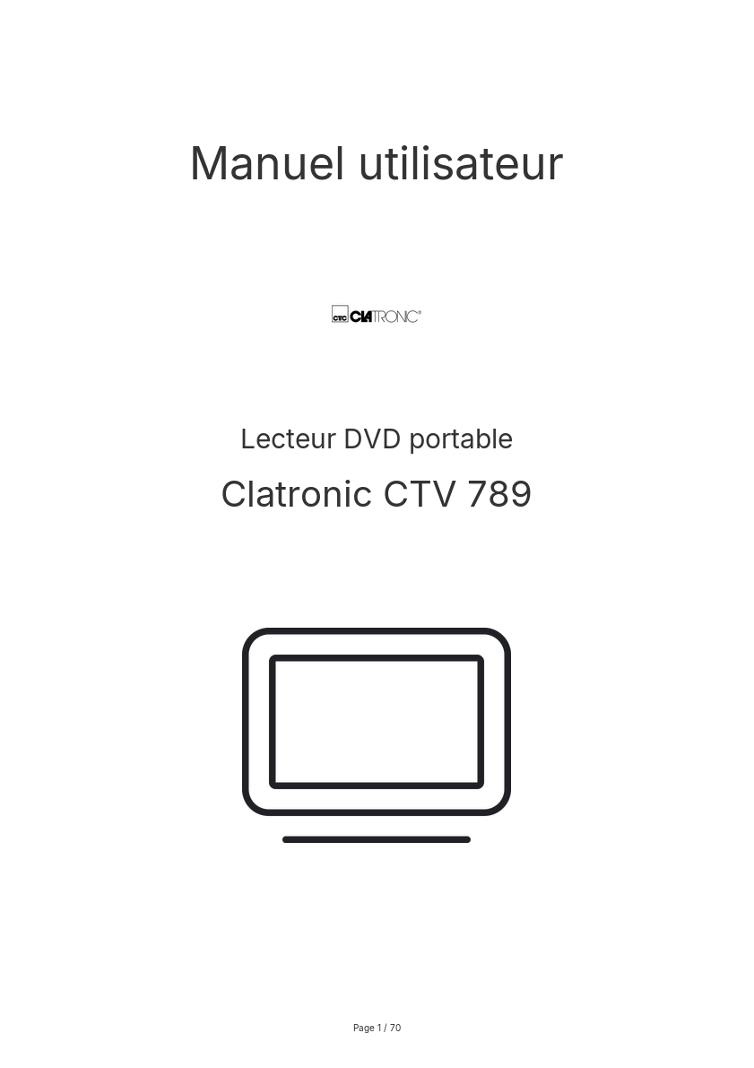 Page n°1 - Manuel utilisateur Clatronic CTV 789